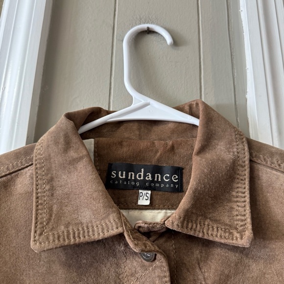 VINTAGE Sundance 100% Suede Leather Flight Jacket Size PS Brown Neutral 90’s - Picture 4 of 14